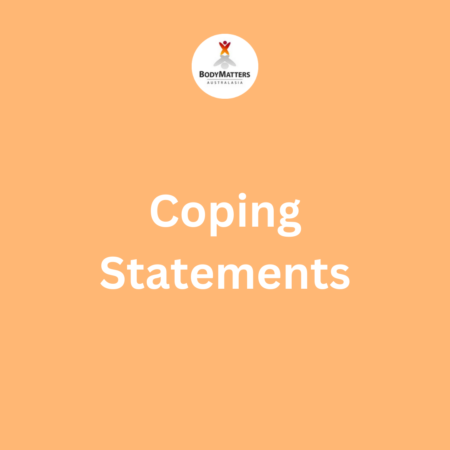 Offers coping statements and guidance to counter negative thoughts, especially during challenges like binge urges or feelings of anxiety and depression